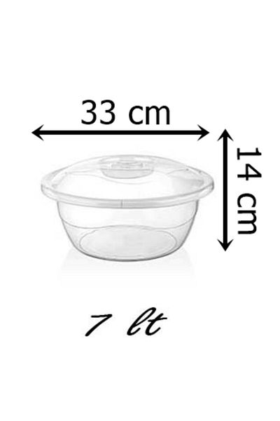almital mobilya aksesuarları furniture accessories 7 Liter Plastic Dough Basin with Lid - Transparent Storage Container (33 cm Diameter)