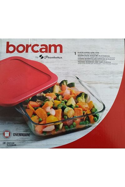 Paşabahçe Borcam Square Oven Container with Plastic Lid 59034 25x22 Cm