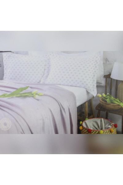 Apricitas HOME مجموعة بيكيه مزدوجة من الخيزران باللون الرمادي النبيل