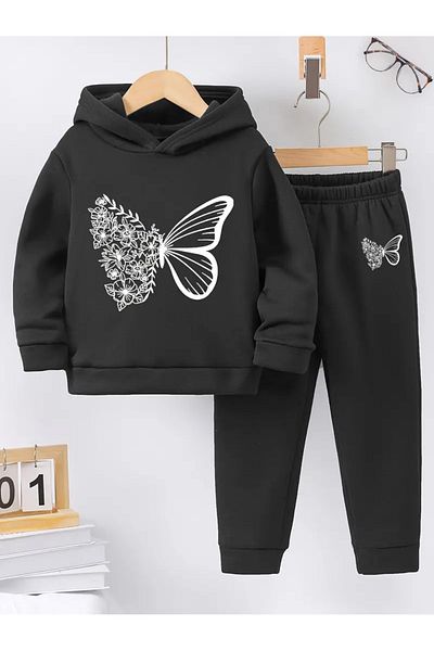THEKONT Butter White Printed Unisex Hooded Bottom Top Cotton Track Suit