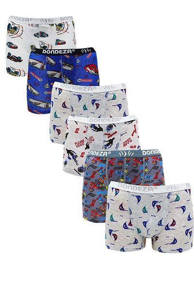 bonbonetti chocolate baby&kids Πακέτο 6 αγοριών μπόξερ με βαμβακερό σχέδιο - Μικτό χρώμα