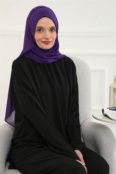 Aisha's Design Πρακτικό σάλι από σιφόν κλασικού σχεδιασμού, μωβ, ps-11, μωβ