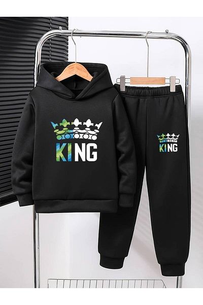 THEKONT King Unisex Cotton Tracksuit Set - Colorful Printed Hoodie