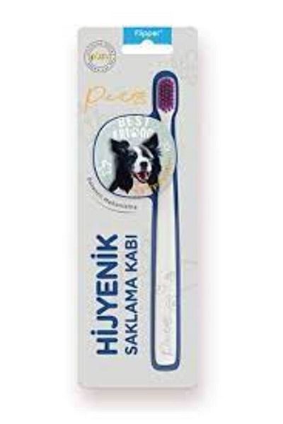 Flipper Pets Hygienic Storage Container And Adult Toothbrush Set-border Collie Dog