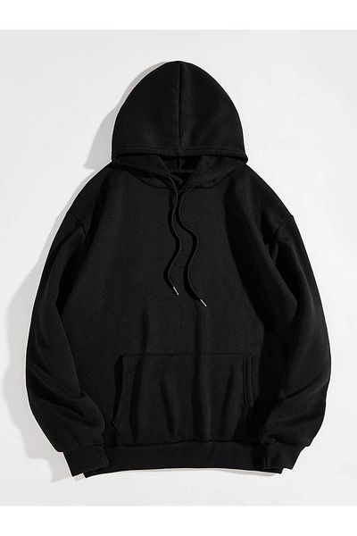 Trendseninle Unisex Μαύρο φούτερ Happiness με κουκούλα