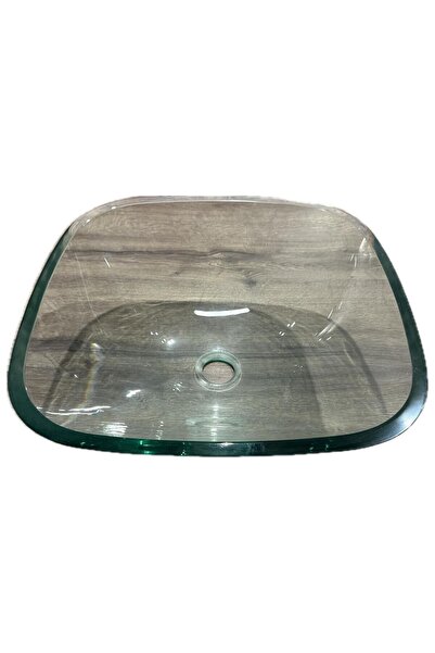 Brezza Tezgah Üstü Şeffaf Kare Cam Lavabo - B-12