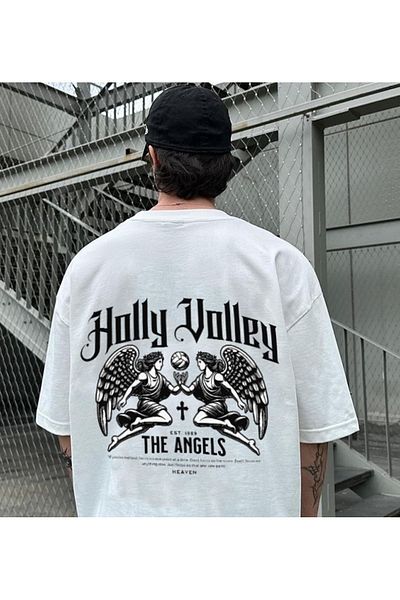 Trendseninle Ανδρικό μπλουζάκι με στάμπα White Holly Volley