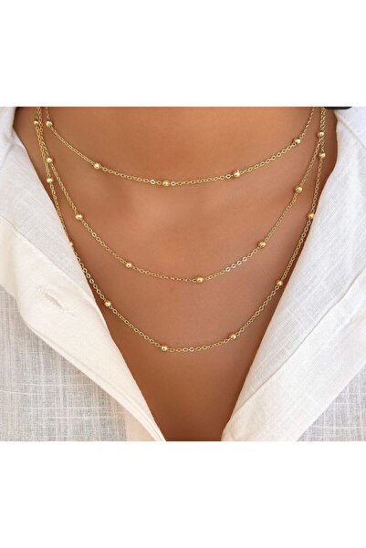 SHR ACCESSORIES & COLLECTIONS Gold Katlı Topçuklu Kolye