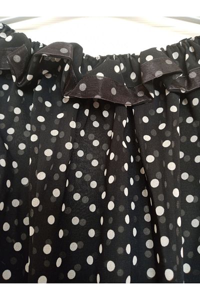 KobalBusiness 185 cm Size XXL Model - Black Chiffon, White Polka Dot and Cage Tulle