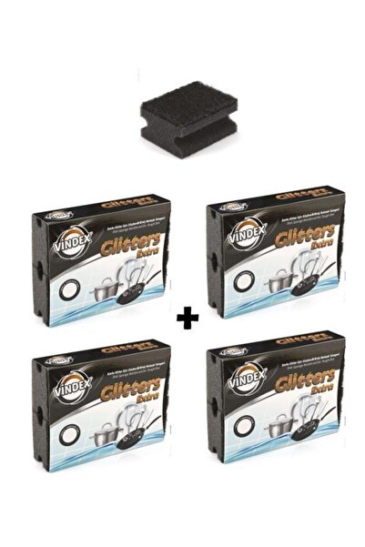 Glitters Ekstra Siyah Sünger 4'lü X 4 Adet