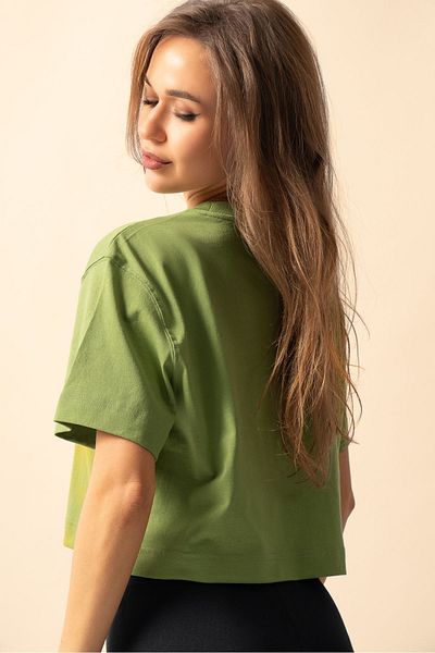 Trendseninle Dámské triko Lime Oversize Crew Neck Crop