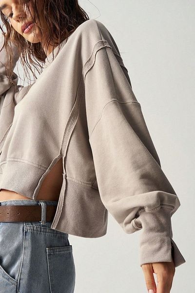 Trendseninle Dámský 3-nitný detail norkového bočního rozparku, krátký svetřík