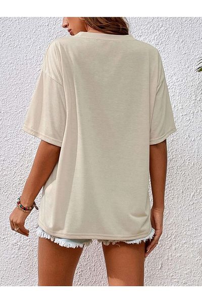 Trendseninle Γυναικείο μπλουζάκι μπεζ Arizona Wilderness με στάμπα Oversize