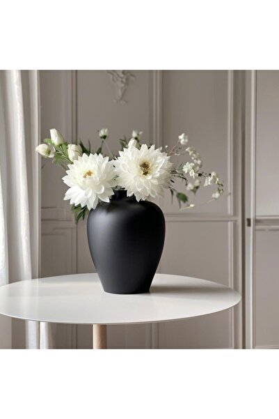 Lui Tasarım مزهرية سوداء غير لامعة من السيراميك البسيط على الطراز الاسكندنافي...