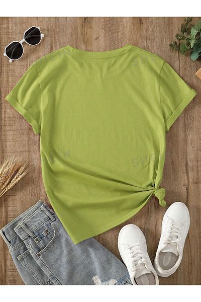 Trendseninle Γυναικείο T-Shirt Lime Green Oversize
