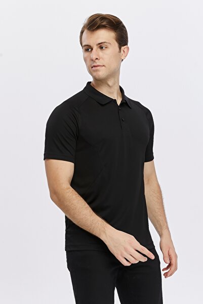 Uniprom Черно Procool плат - Мъжка поло блуза с яка, дишаща, за спортове, за носене на открито