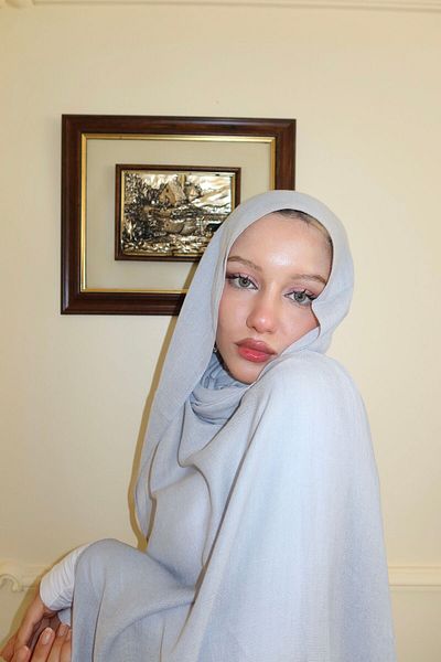 FASHION شال مودال باللون الأزرق الجليدي - Hijab-ıce