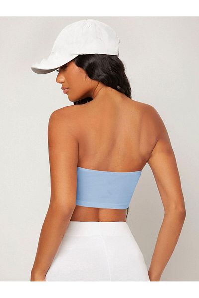 Trendseninle Στράπλες Baby Blue Crop Bustier