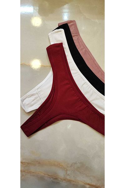 AVESŞENER Tanga Combed Cotton String 4 Pack Mixed Color
