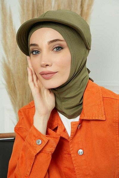 Aisha's Design غطاء محرك السيارة من القطن الممشط باللون الأخضر الكاكي - B-75