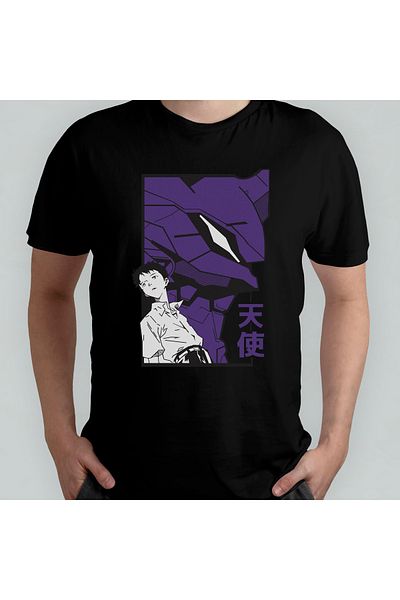 Pixxa Μπλουζάκι Neon Genesis Evangelion Shinji με μοτίβο 100% βαμβακερό με λαιμόκοψη - 1