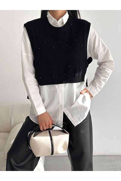 laughs WOMEN DIKYAKA SIDE TIE KNITWEAR SUMMER WITH PEARL WM3200