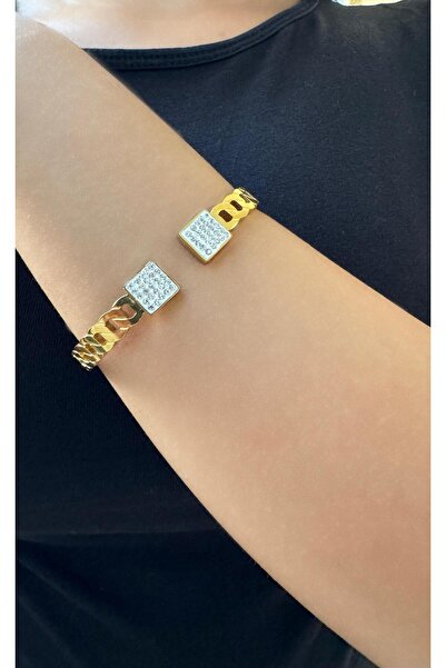 My Life Accessory سوار أصفاد من الفولاذ بحجر الزركون - مضاد للحساسية ولا يبهت (ضمان لمدة سنة واحدة)