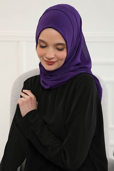 Aisha's Design شال شيفون عملي أرجواني - تصميم كلاسيكي، PS-11
