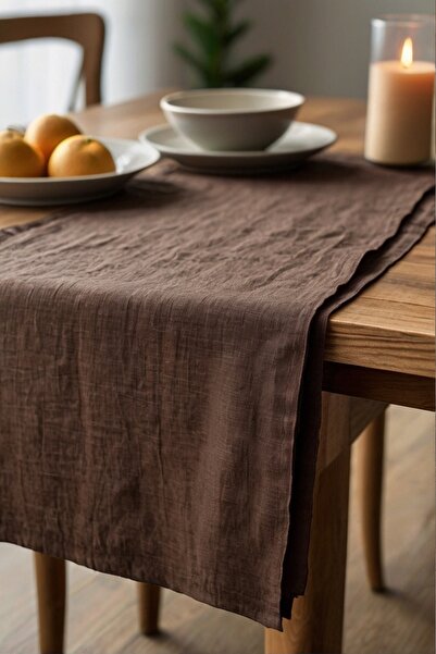 miyolin Yıkanmış Keten Runner Kahverengi