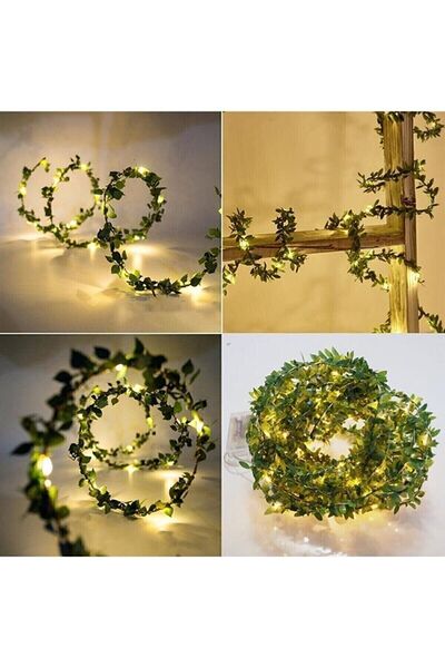 DDTREND 5 Metre Peri Led 5 Metre Telli Taç Sarmaşık Yaprak ( 1 Cm ) Şerit Tel Yapay Yaprak