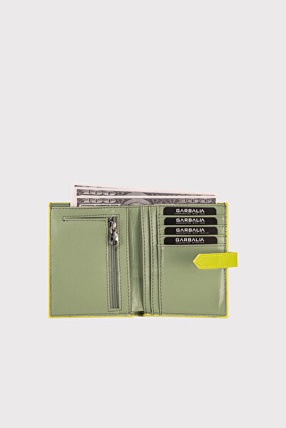 Garbalia Pistachio Green Helsinki Women's Card Holder Wallet - with External Belt and Zipper
