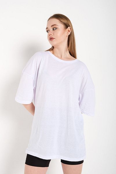Trendseninle Γυναικείο λευκό μπλουζάκι Oversize