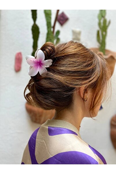 Esmeray Aksesuar مشبك مزلاج زهرة اللوتس عرض 8 سم.