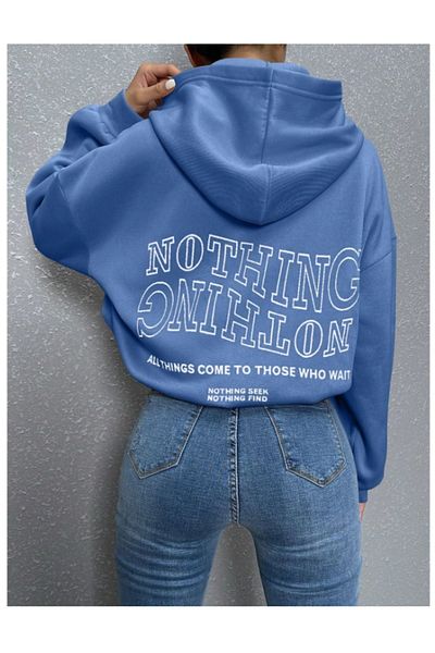 Trendseninle Γυναικείο μπλουζάκι ανάποδο απλό Nothing printed oversize φούτερ
