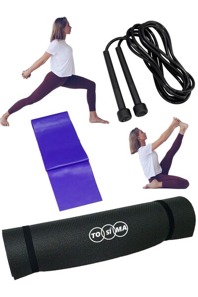 Tosima Covoraș de yoga Covoraș de exerciții Set de elastic de rezistență pent...