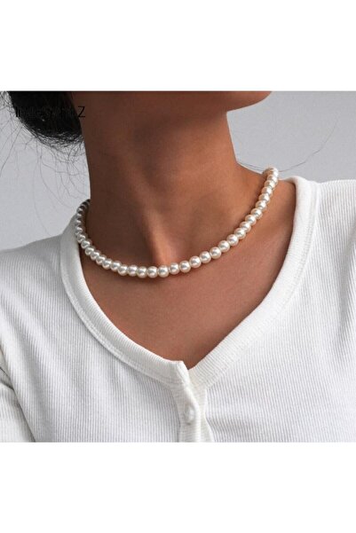 bueistanbul قلادة نسائية من اللؤلؤ الأبيض