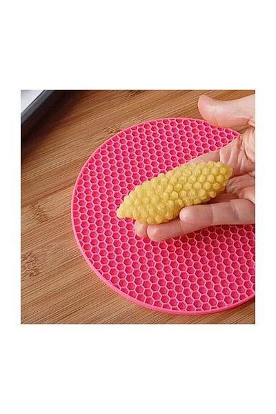 Hanedanev Fireproof Silicone Trivet Round Honeycomb Textured Trivet Griddle Flexible Trivet