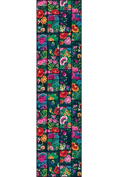 Viva Weaver's Kaymaz Tabanlı Makinede Yıkanabilen Patchwork Kesme Rulo Yolluk Ar667