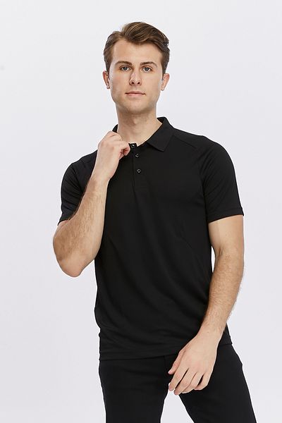 Uniprom Black Procool Fabric - Men's Polo Collar Sports T-Shirt Breathable Outdoor T-Shirt