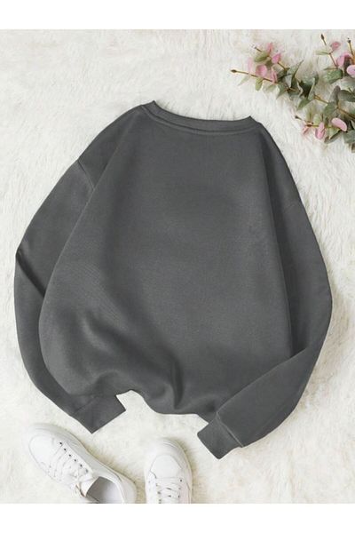 Trendseninle Γυναικείο φούτερ Smoked Shy Teddy Bear με στάμπα με λαιμόκοψη