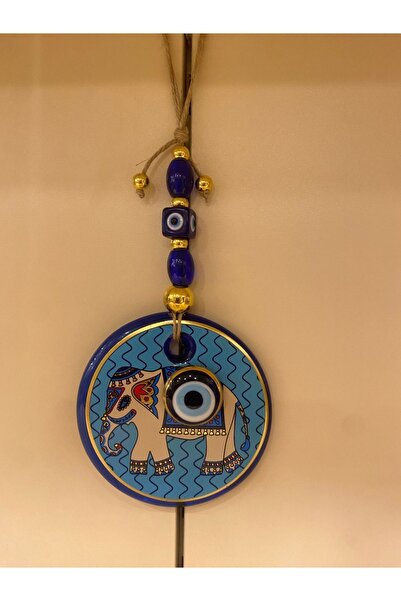 PLUS HOME زجاج شرير مصنوع يدويًا ومزخرف بفيل أزرق