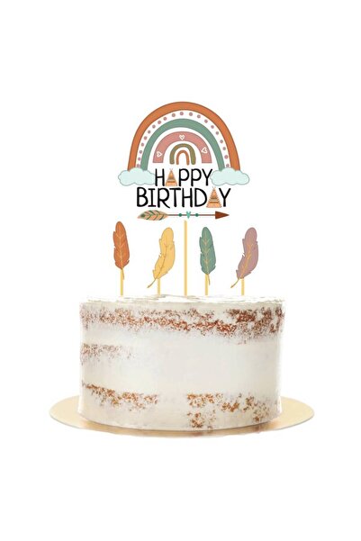 kidspartim مجموعة من 5 أعواد أسنان لتزيين الكيك بتصميم عيد ميلاد سعيد