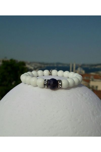 RD EKOAVM White Agate Amethyst Natural Stone Bracelet 32360