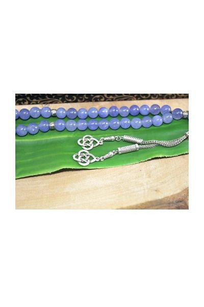 RD EKOAVM 8 Mm Globe Cut Double Tassel Kazaz Rosary - Purple Smoky, Rdt2245