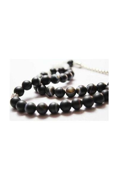 RD EKOAVM 8 Mm Globe Cut - Matte Black Brown Agate Rosary