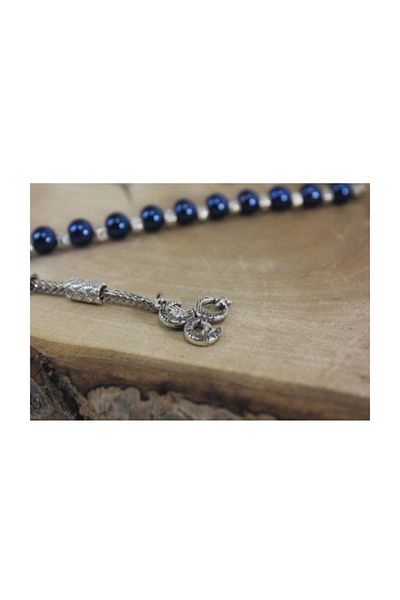 RD EKOAVM Blue Hematite Zaza Rosary 3 Crescent Tip Zaza Rosary 8 mm