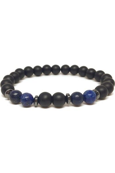 RD EKOAVM Bi'bracelet Lapis Lazuli And Matte Onyx Stone Bracelet