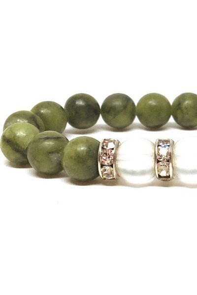 RD EKOAVM Bi'bracelet Green Jasper And Quartz Stone Bracelet
