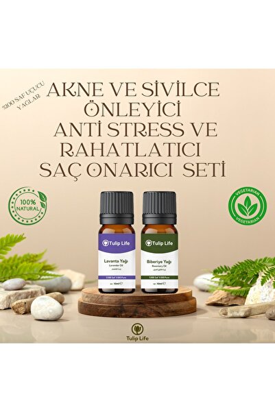 Tuliplife Akne Ve Sivilce Önleyici - Anti Stress - Saç Onarıcı Yağlar Seti La...