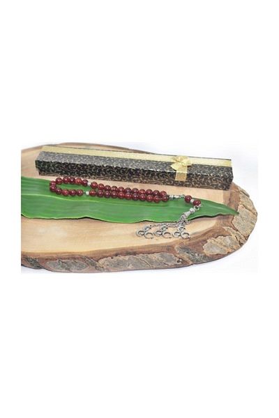 RD EKOAVM Three Tassel Three Crescent Tip Globe Cut 8 Mm Rosary Dark Brown Agate Rosary Rdt2285